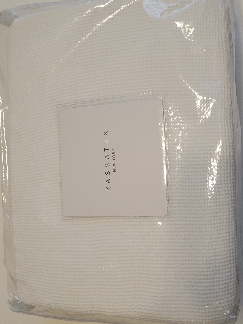 Kassatex White Waffle Knit Blanket